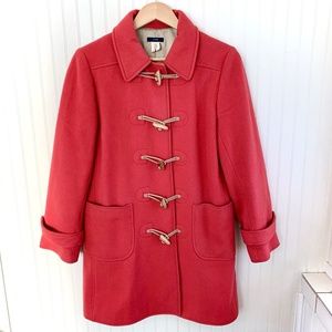 J. Crew Wool Blend Duffel Coat with Wooden Toggles (red/orange)